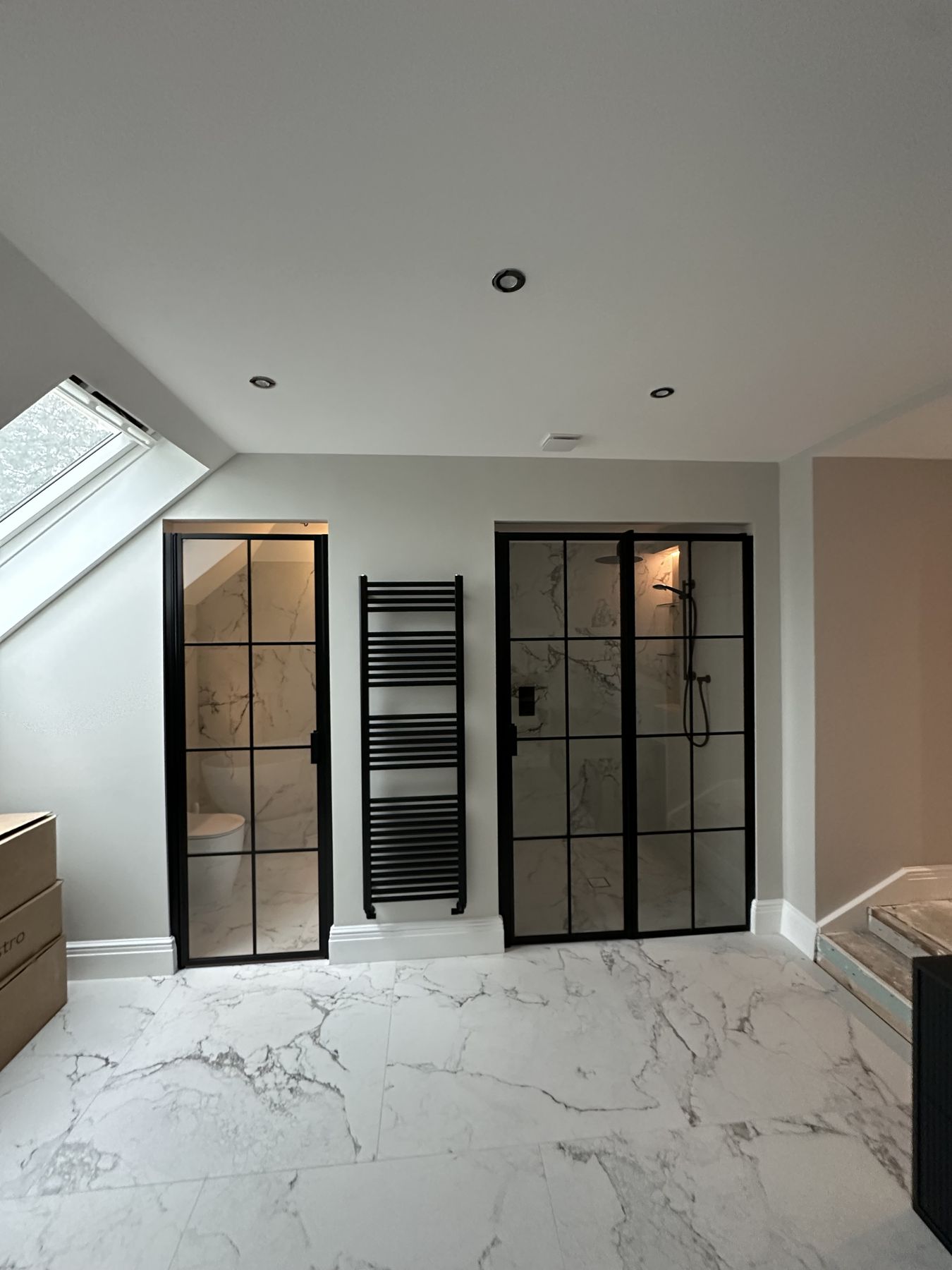 Black-framed glass screens